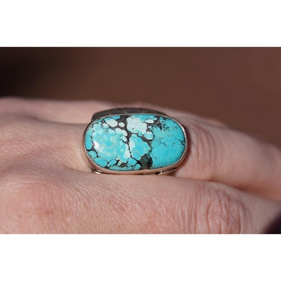 Richard Hoskie R Native American Indian Sterling Silver Turqiouse Ring - Size 10
